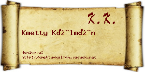 Kmetty Kálmán névjegykártya